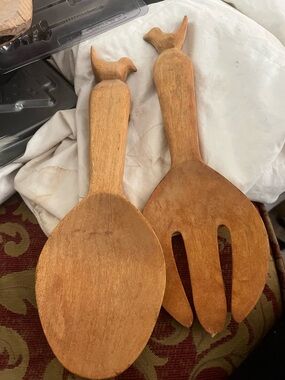 Wooden Salad Serving Set - Natural Brown